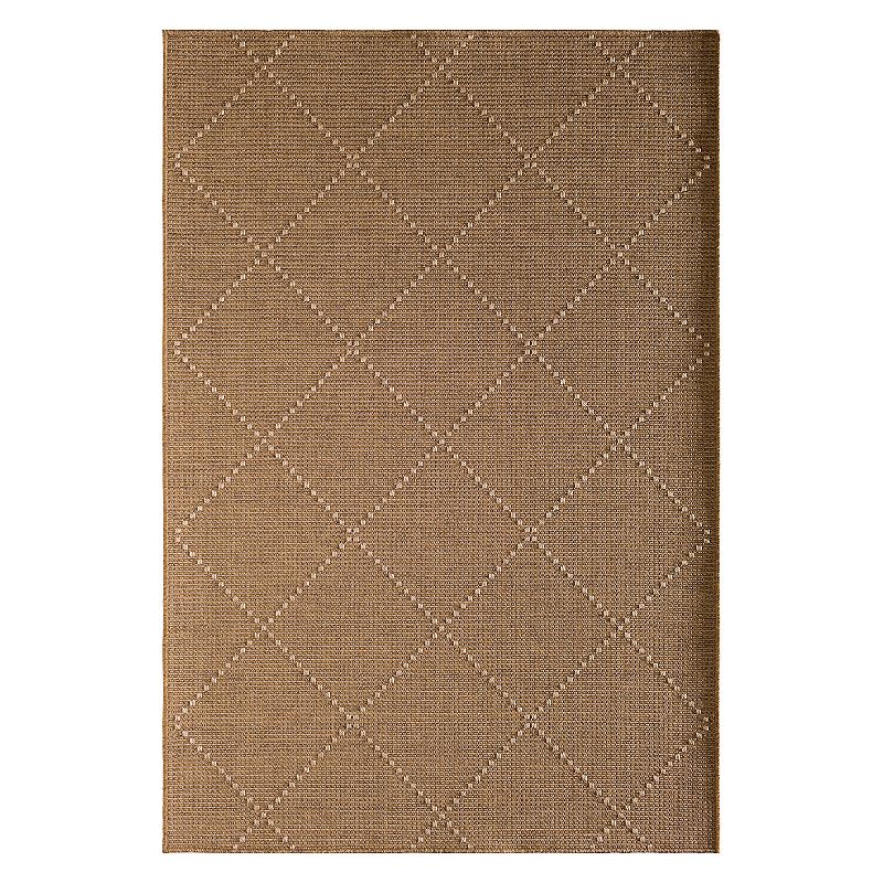 Loomaknoti Santorini Crossways Lattice Indoor Outdoor Rug, Natural, 8X10 Ft