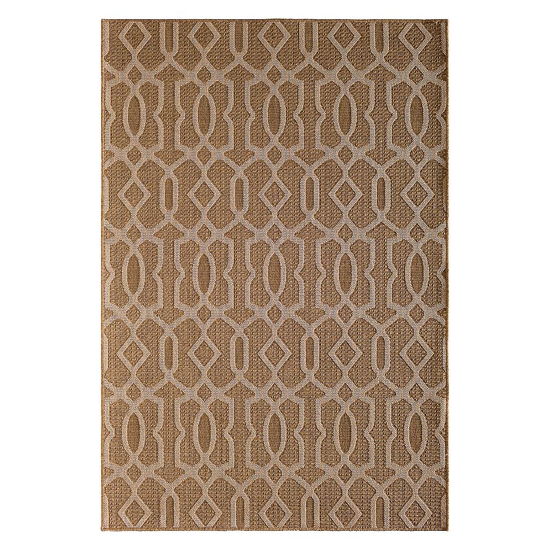 Loomaknoti Santorini Intertwined Fretwork Indoor Outdoor Rug, Natural, 6.5X9.5 Ft