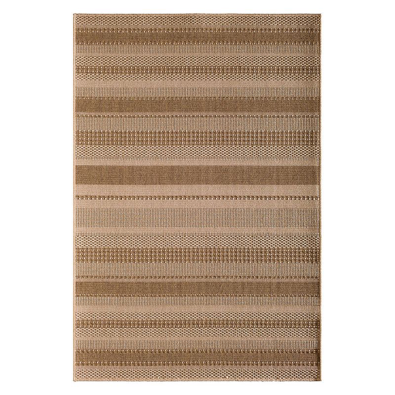 Loomaknoti Santorini Large Stripe Indoor Outdoor Rug, Natural, 6.5X9.5 Ft