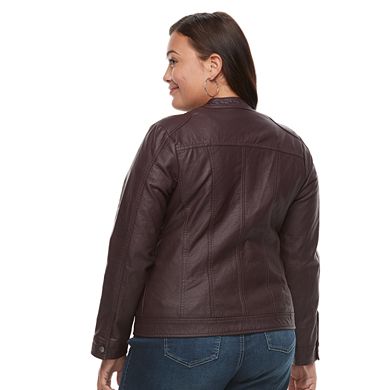 Plus Size Apt. 9® Faux-Leather Moto Jacket