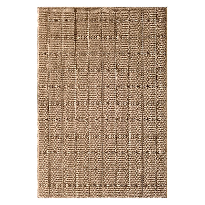 Loomaknoti Santorini Regular Plaid Geometric Indoor Outdoor Rug, Natural, 6.5X9.5 Ft