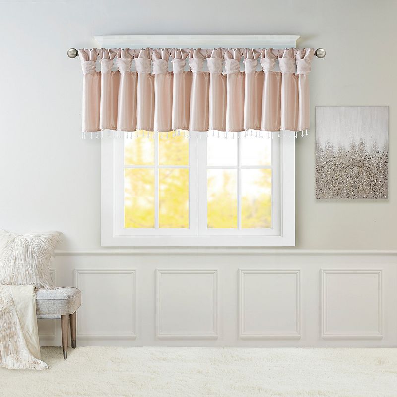 Madison Park Natalie Twisted Tab Window Valance, Pink, 50X26