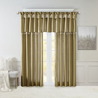 Madison Park Natalie Twisted Tab Window Valance with Beads