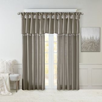 Madison Park Natalie Twisted Tab Window Valance with Beads