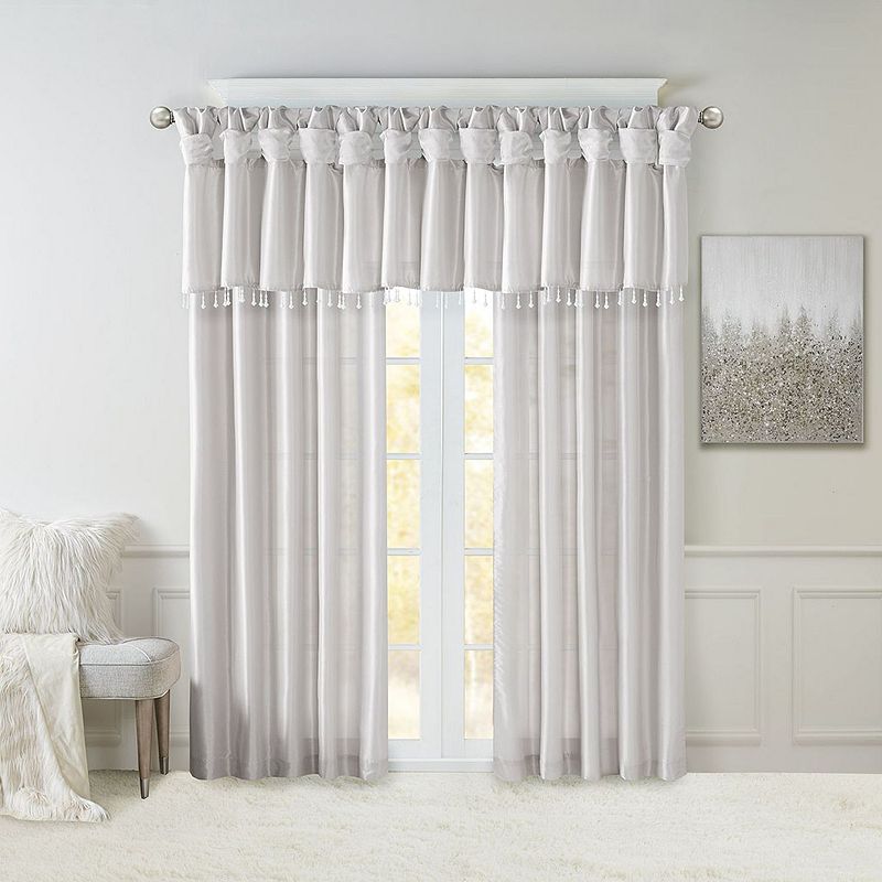 Madison Park Natalie 50"W X 26"L Lightweight Twisted Tab Top Tailored Valance, One Size, Gray