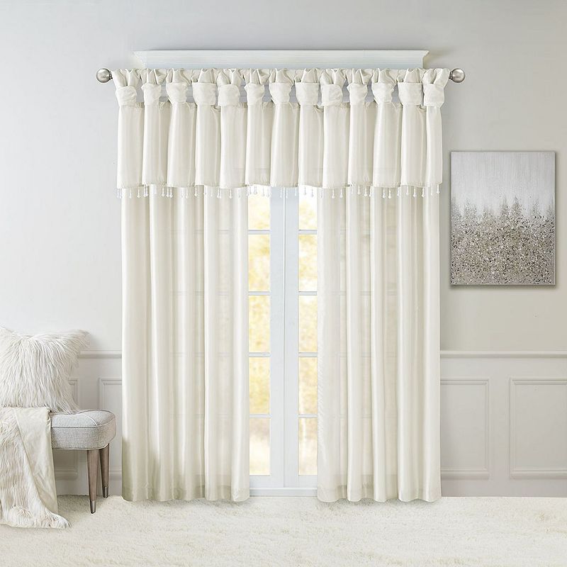 Madison Park Natalie Twisted Tab Window Valance with Beads