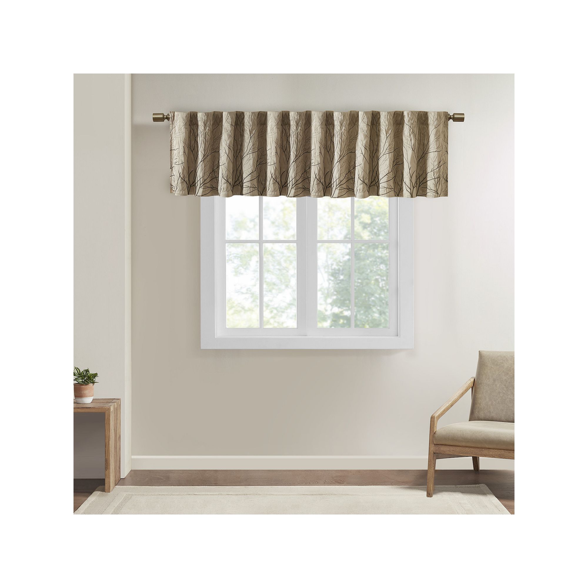 Madison Park Eliza Faux Silk Embroidered Window Valance