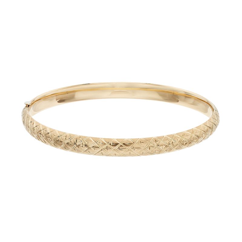 UPC 098087872351 product image for Everlasting Gold 10k Gold Textured Hinged Bangle Bracelet, Women's, Size: 7 | upcitemdb.com