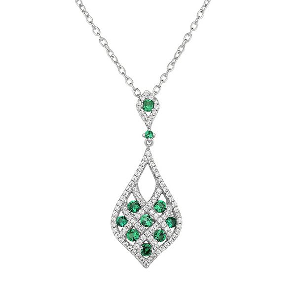 LabCreated Green Spinel & Cubic Zirconia Sterling Silver Openwork