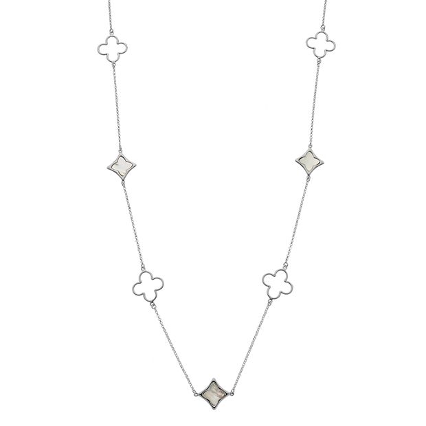 Jewelry, Silver Black Clover Long Necklace