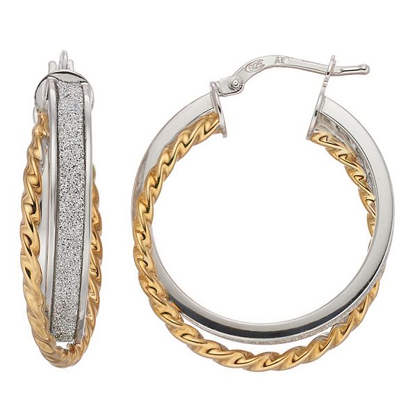 Two tone deals twisted hoop earrings