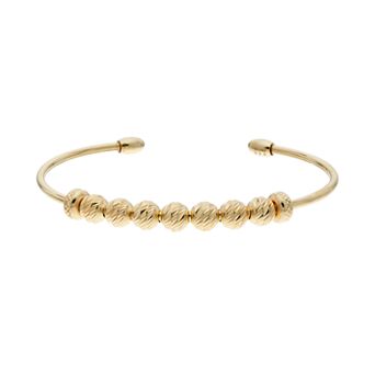 14k Gold Over Silver Beaded Cuff Bracelet