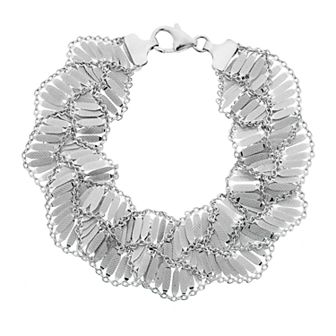 Sterling Silver Braided Mirror Link Bracelet