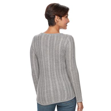 Women's Croft & Barrow® Lurex Ribbed Sweater