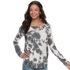 Juniors' Mudd® Macrame Long Sleeve Tee