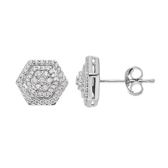 Simply Vera Vera Wang 10th Anniversary Sterling Silver 1/3 Carat T.W. Diamond Flower Hexagon Stud Earrings