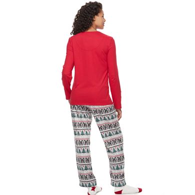Women's Croft & Barrow® Pajamas: Long Sleeve Sleep Top, Pants & Socks 3-Piece PJ Set