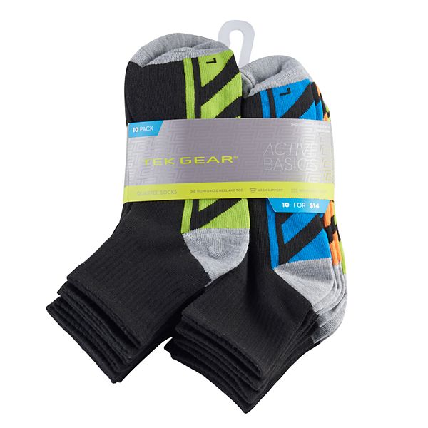 Boys' Tek Gear® 10Pack Lightweight QuarterCrew Performance Socks