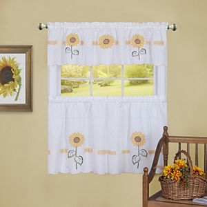Sunshine Sunflower Tier Swag Kitchen Window Curtain Set