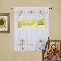 Achim Sun Blossoms Tier & Valance Kitchen Window Curtain Set