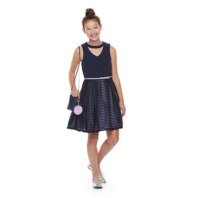 Girls 7-16 & Knitworks Belted Burnout Skater Dress with Crossbody Purse