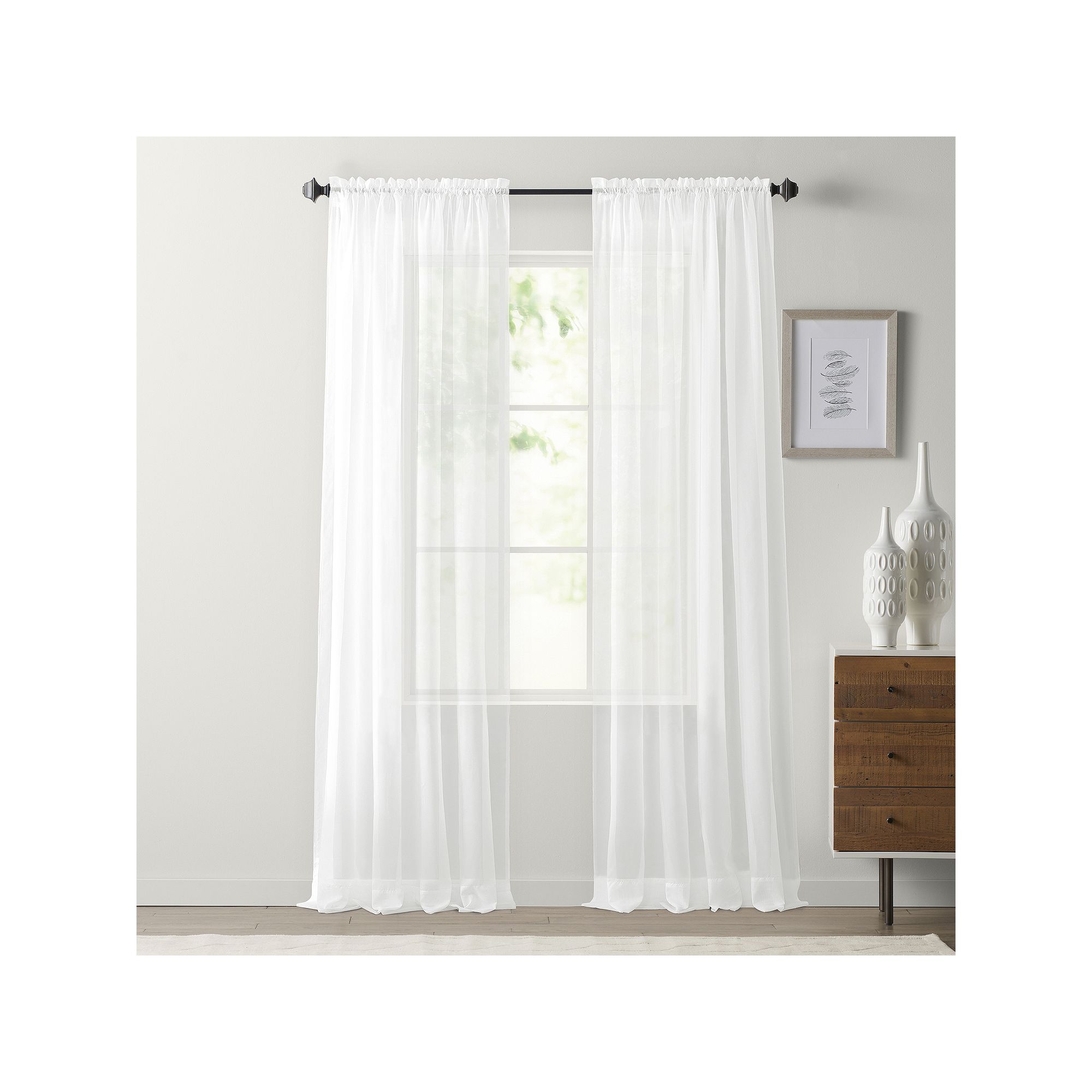 Sonoma Goods For Life® Sheer Voile Rod Pocket 2-pack Window Curtains, Whit