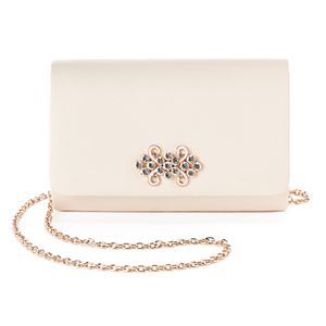 Lenore by La Regale Satin Flap Brooch Clutch