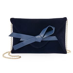 Lenore by La Regale Bow Accent Velvet Envelope Clutch