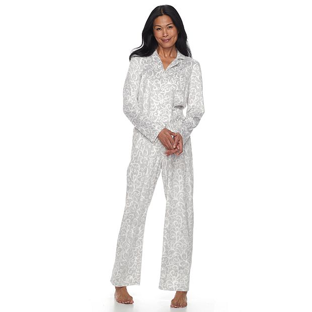 Women s Croft Barrow Pajamas Fleece Sleep Top Pants 2 Piece