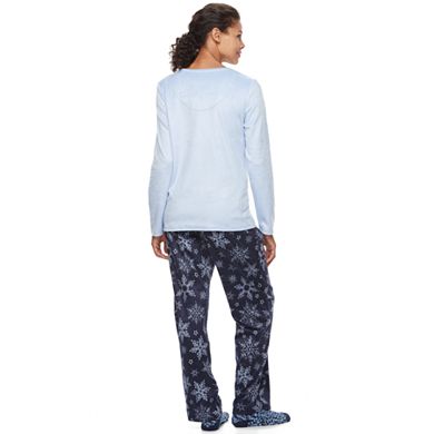 Women's Croft & Barrow® Pajamas: Scoopneck Sleep Top, Pants & Socks 3-Piece PJ Set
