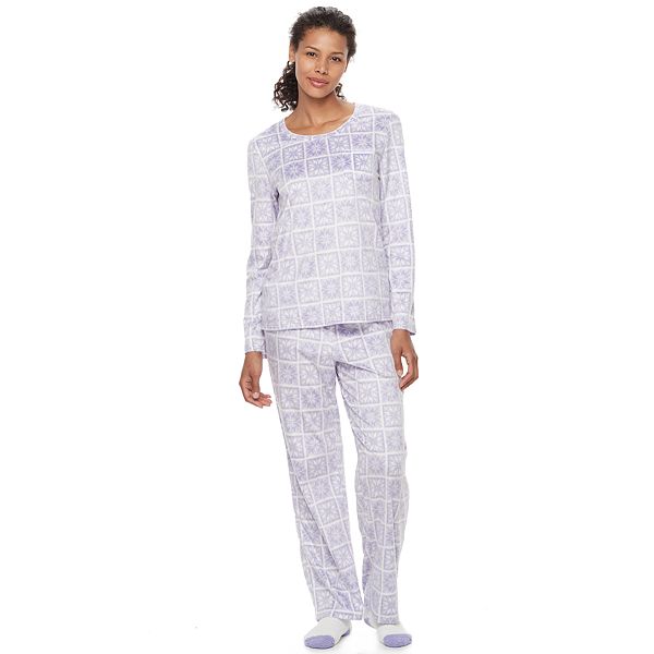 Women's Croft & Barrow® Pajamas: Scoopneck Sleep Top, Pants & Socks 3 ...