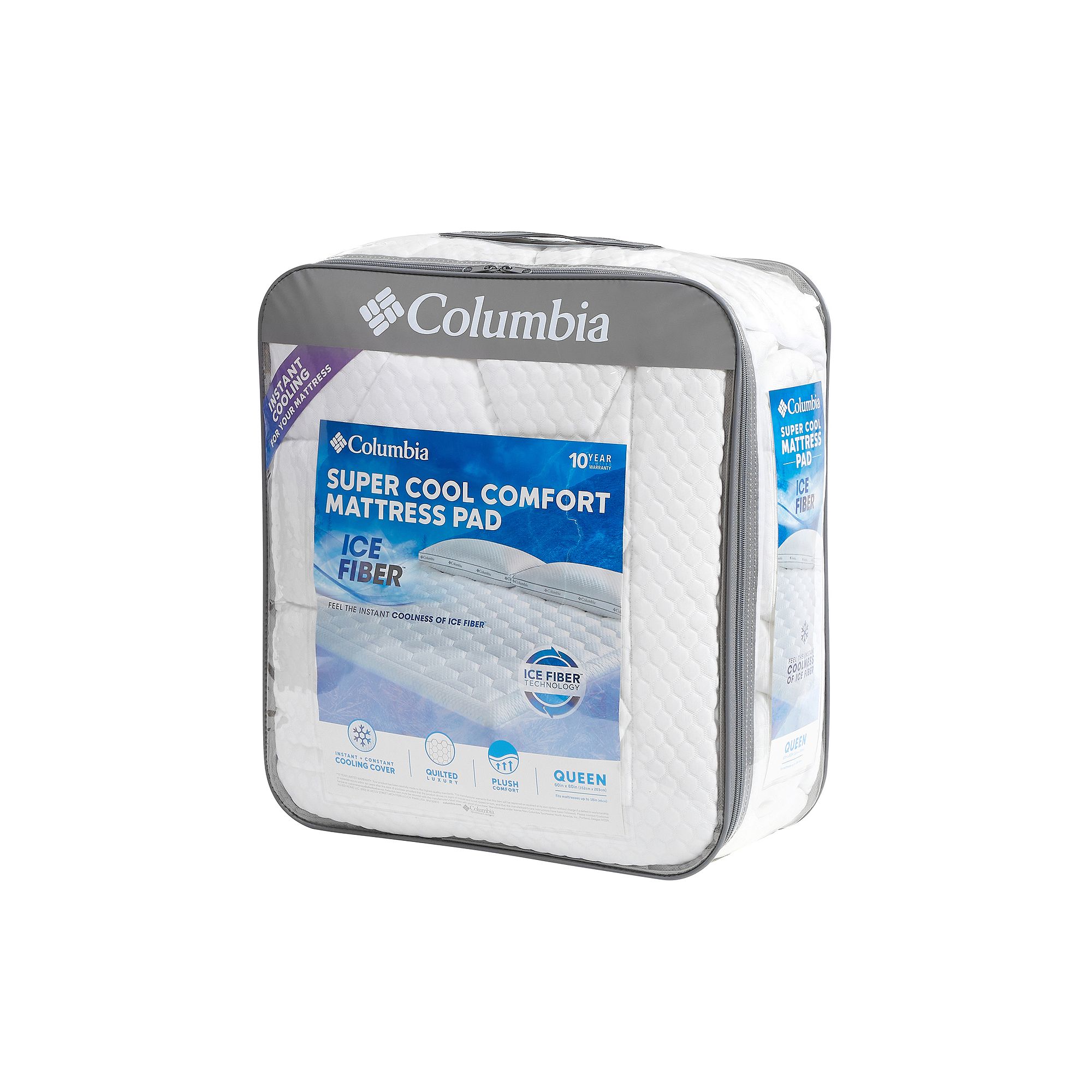 Columbia Super Cool Comfort Ice Fiber Mattress Pad, White