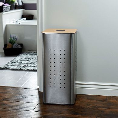 Household Essentials Square Brushed Stainless Laundry Hamper
