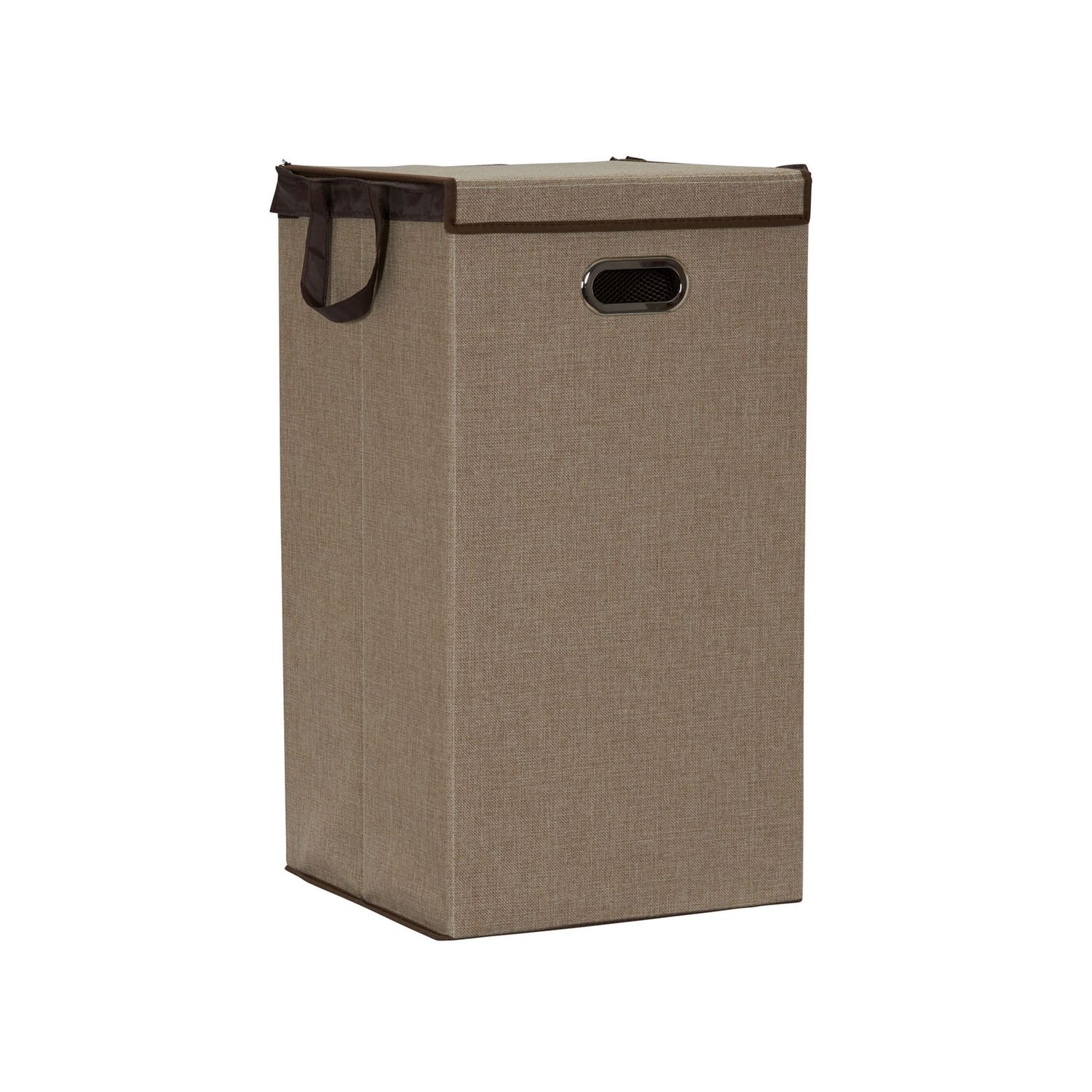 Home Basics Laundry Rules Canvas Hamper Tote with Soft Grip Handles, Brown, LAUNDRY ORGANIZATION