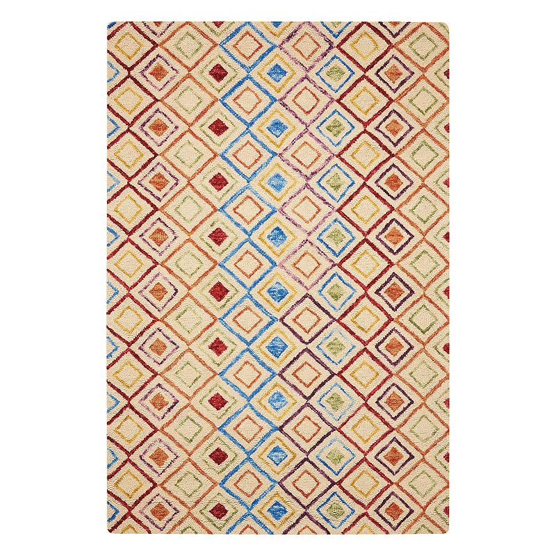 Nourison Vivid Geometric Wool Rug, White, 8X10.5 Ft