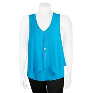 Juniors' Plus Size IZ Byer Asymmetrical Overlay Tank