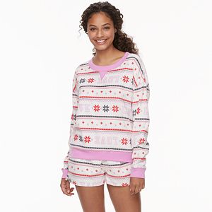 Juniors' SO® Pajamas: Microfleece Long Sleeve Top & Shorts 2-Piece PJ Set