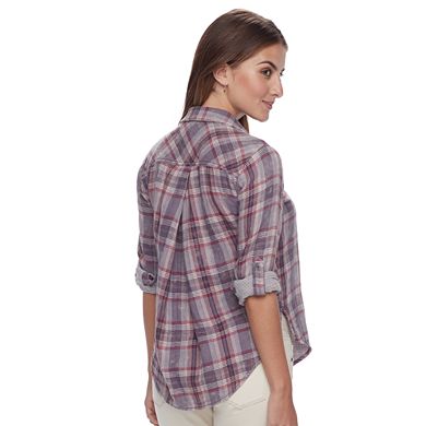 Petite Sonoma Goods For Life® Plaid Splitneck Shirt 