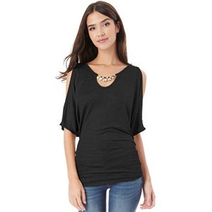 Juniors' IZ Byer Embellished Split Sleeve Top