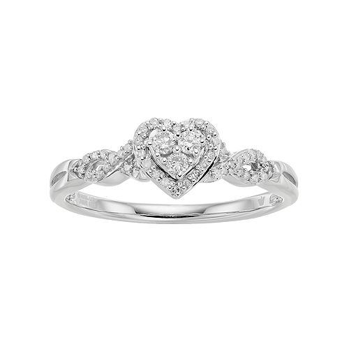 Hallmark Love Found Us Sterling Silver 1/5 Carat T.W. Diamond Heart ...