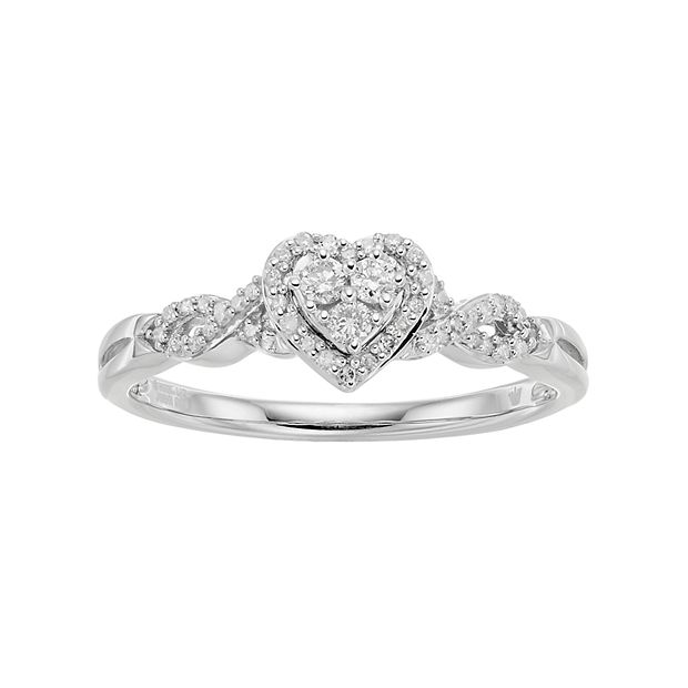 Diamond Heart Ring 1/5 ct tw Sterling Silver