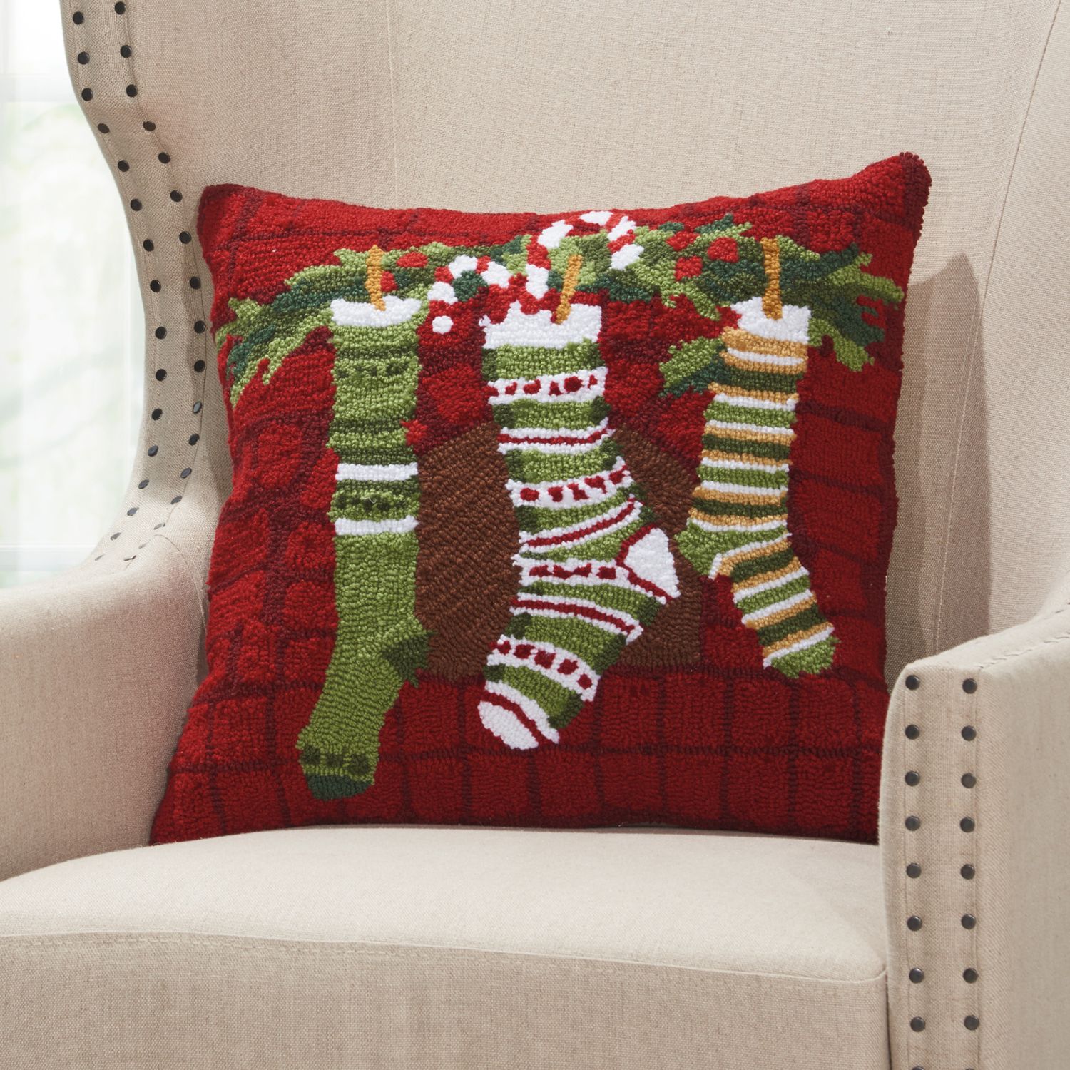 Holidays Christmas Stockings Throw Pillow