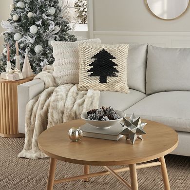 Mina Victory Home for the Holidays Looped Christmas Tree Throw Pillow