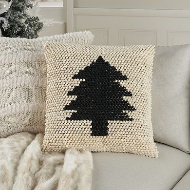 Mina Victory Home for the Holidays Looped Christmas Tree Throw Pillow