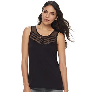 Women's Rock & Republic® Inset Mesh Tank