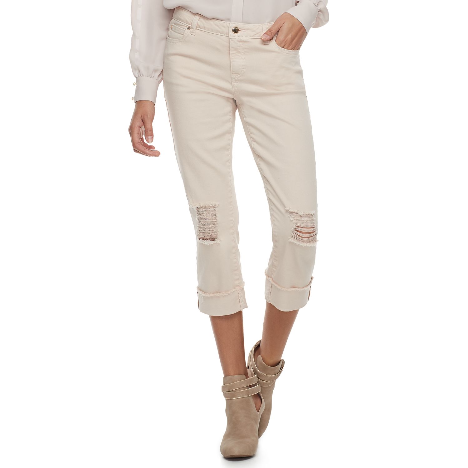 distressed capri jeans womens