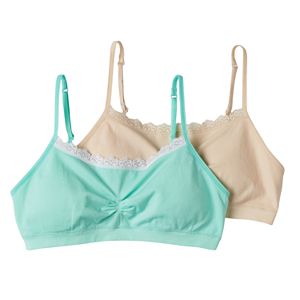 Girls SO® 2-pk. Lace-Trim Cinch Crop Bras
