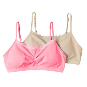 Girls SO® 2-pk. Lace-Trim Cinch Crop Bras