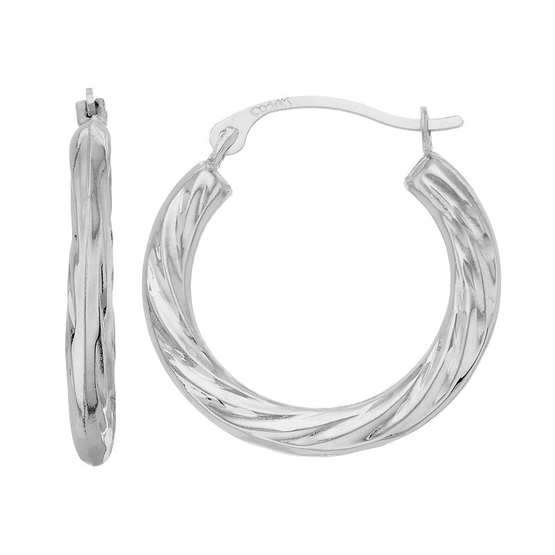 75501138 Forever 14K White Gold Twist Hoop Earrings, Womens sku 75501138