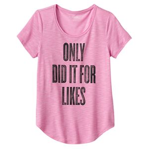 Girls 7-16 Mudd® Raw Edge Scoopneck Graphic Tee